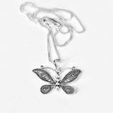 Sterling Silver Butterfly Necklace, Boho Necklace, Silver Chain, Spirit Bug Jewelry