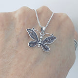 Sterling Silver Butterfly Necklace, Boho Necklace, Silver Chain, Spirit Bug Jewelry
