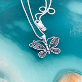 Sterling Silver Butterfly Necklace, Boho Necklace, Silver Chain, Spirit Bug Jewelry