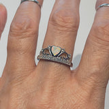 Sterling Silver White Lab Opal Crown Ring with CZ, Silver Rings, Princess, Queen