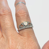 Sterling Silver White Lab Opal Crown Ring with CZ, Silver Rings, Princess, Queen