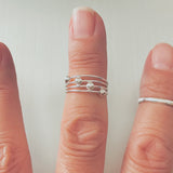 Sterling Silver Wire Band Toe Ring with Sliding Balls, Delicate Cuff Bead Rings