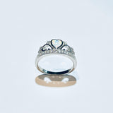 Sterling Silver White Lab Opal Crown Ring with CZ, Silver Rings, Princess, Queen