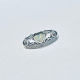 Sterling Silver White Lab Opal Crown Ring with CZ, Silver Rings, Princess, Queen