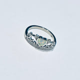 Sterling Silver White Lab Opal Crown Ring with CZ, Silver Rings, Princess, Queen
