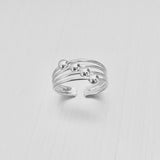 Sterling Silver Wire Band Toe Ring with Sliding Balls, Delicate Cuff Bead Rings