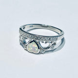 Sterling Silver White Lab Opal Crown Ring with CZ, Silver Rings, Princess, Queen
