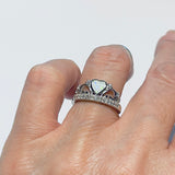 Sterling Silver White Lab Opal Crown Ring with CZ, Silver Rings, Princess, Queen