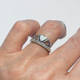 Sterling Silver White Lab Opal Crown Ring with CZ, Silver Rings, Princess, Queen