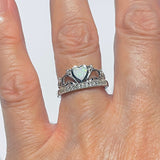 Sterling Silver White Lab Opal Crown Ring with CZ, Silver Rings, Princess, Queen