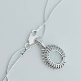 Sterling Silver Round CZ and White Lab Opal Necklace, Silver Chain, October Birthstone Jewelry