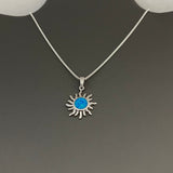 Sterling Silver Blue Lab Opal Sun Necklace, Silver Necklaces, Sunshine Necklace