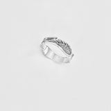 925 Sterling Silver Unisex Eternity Feather Band Ring | Boho Angel Wing Spirit Rings