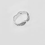 925 Sterling Silver Unisex Eternity Feather Band Ring | Boho Angel Wing Spirit Rings