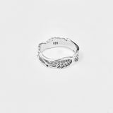 925 Sterling Silver Unisex Eternity Feather Band Ring | Boho Angel Wing Spirit Rings