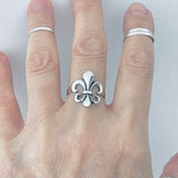 Sterling Silver Fleur De Lise Ring, Silver Rings, Saints Ring, France Symbol
