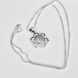 Sterling Silver Lotus OM Necklace, Silver Chain, Mandala Flower Jewelry