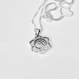 Sterling Silver Lotus OM Necklace, Silver Chain, Mandala Flower Jewelry