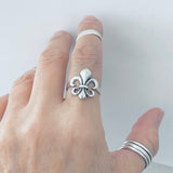 Sterling Silver Fleur De Lise Ring, Silver Rings, Saints Ring, France Symbol