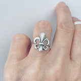 Sterling Silver Fleur De Lise Ring, Silver Rings, Saints Ring, France Symbol