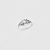 925 Sterling Silver Small Silhouette Lotus Ring | Dainty Yoga Zen Water Lily Silver Rings
