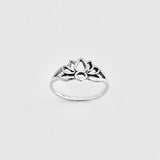 925 Sterling Silver Small Silhouette Lotus Ring | Dainty Yoga Zen Water Lily Silver Rings