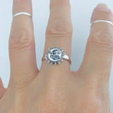 925 Sterling Silver Medium Moon And Sun Ring | Boho Celestial Sunshine Jewelry