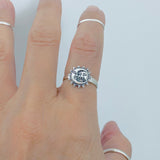 925 Sterling Silver Medium Moon And Sun Ring | Boho Celestial Sunshine Jewelry