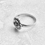 925 Sterling Silver Medium Moon And Sun Ring | Boho Celestial Sunshine Jewelry