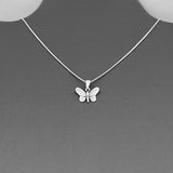 Sterling Silver Small Dainty Butterfly Necklace, Silver Chain, Spirit Bug Jewelry