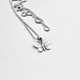 Sterling Silver Small Dainty Butterfly Necklace, Silver Chain, Spirit Bug Jewelry