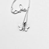 Sterling Silver Small Dainty Butterfly Necklace, Silver Chain, Spirit Bug Jewelry