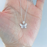 Sterling Silver Small Dainty Butterfly Necklace, Silver Chain, Spirit Bug Jewelry