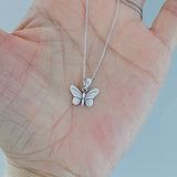 Sterling Silver Small Dainty Butterfly Necklace, Silver Chain, Spirit Bug Jewelry