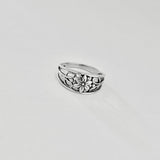 Sterling Silver Dainty Flower Ring with Swirls, Boho Jewelry, Swirly Floral Rings