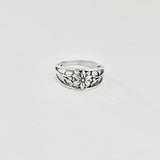 Sterling Silver Dainty Flower Ring with Swirls, Boho Jewelry, Swirly Floral Rings