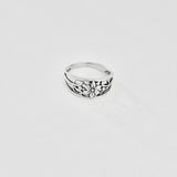 Sterling Silver Dainty Flower Ring with Swirls, Boho Jewelry, Swirly Floral Rings
