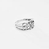 Sterling Silver Dainty Flower Ring with Swirls, Boho Jewelry, Swirly Floral Rings