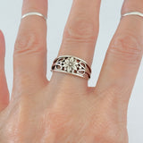 Sterling Silver Dainty Flower Ring with Swirls, Boho Jewelry, Swirly Floral Rings