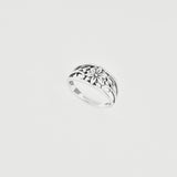 Sterling Silver Dainty Flower Ring with Swirls, Boho Jewelry, Swirly Floral Rings