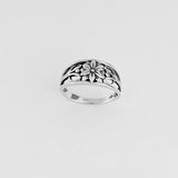 Sterling Silver Dainty Flower Ring with Swirls, Boho Jewelry, Swirly Floral Rings
