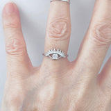 Sterling Silver CZ Eye Ring, Religious Ring, Evil Eyes, Silver Rings, protector Ring
