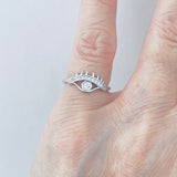 Sterling Silver CZ Eye Ring, Religious Ring, Evil Eyes, Silver Rings, protector Ring