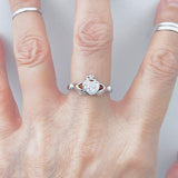 Sterling Silver CZ Heart Claddagh Ring, Silver Ring, Irish Ring, CZ Ring, Friendship Ring