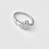 Sterling Silver CZ Heart Claddagh Ring, Silver Ring, Irish Ring, CZ Ring, Friendship Ring