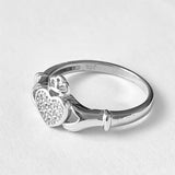 Sterling Silver CZ Heart Claddagh Ring, Silver Ring, Irish Ring, CZ Ring, Friendship Ring