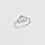Sterling Silver CZ Heart Claddagh Ring, Silver Ring, Irish Ring, CZ Ring, Friendship Ring