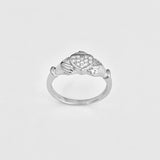 Sterling Silver CZ Heart Claddagh Ring, Silver Ring, Irish Ring, CZ Ring, Friendship Ring