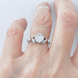 Sterling Silver CZ Heart Claddagh Ring, Silver Ring, Irish Ring, CZ Ring, Friendship Ring