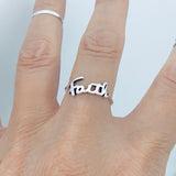 Sterling Silver Small Faith Ring, Dainty Religious Word Silver Rings, God Jewelry